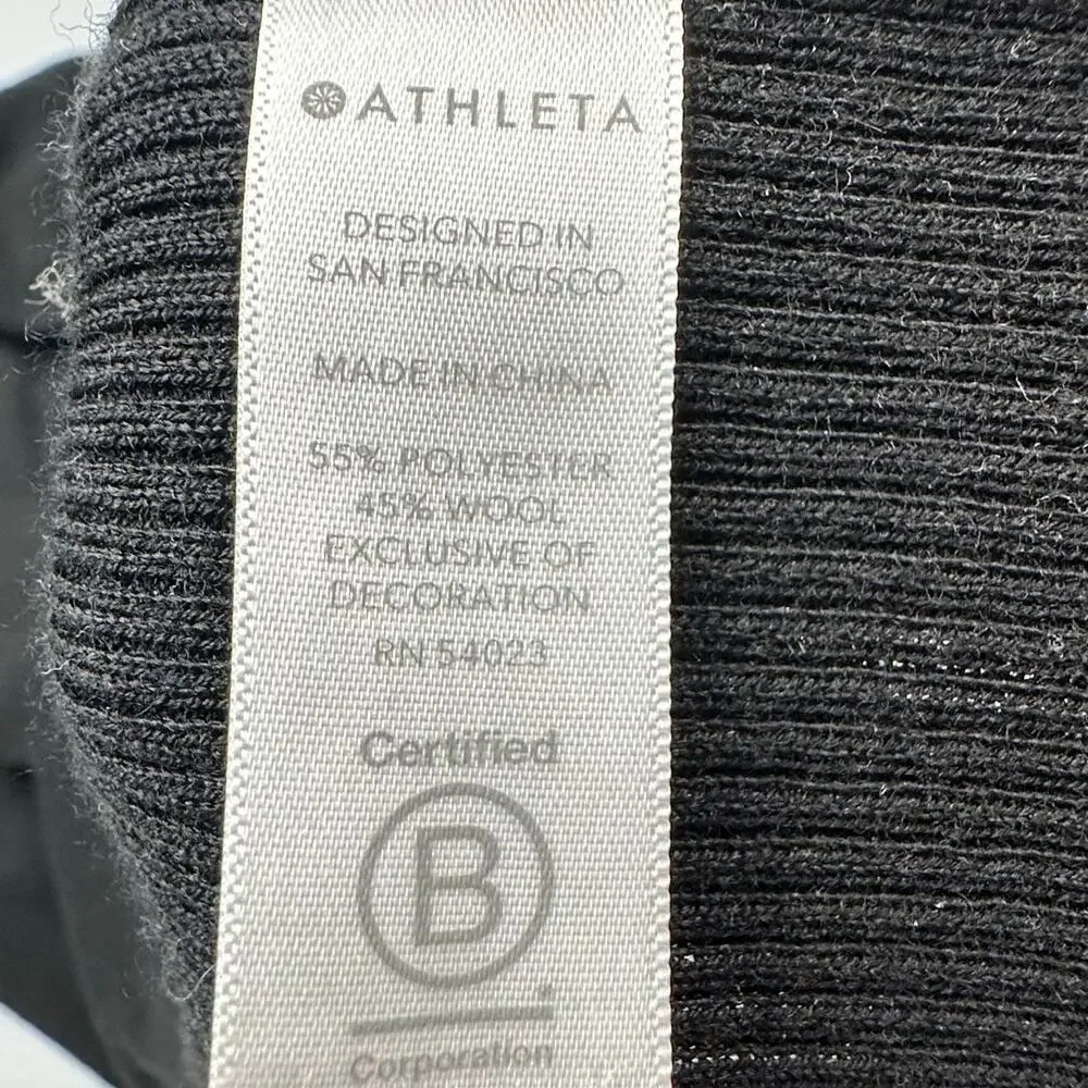 Athleta Sweater Womens Small Black Table Rock Wool Ribbed Long Sleeve Office